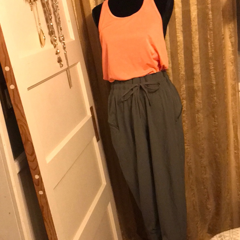 Navy green athletic pants